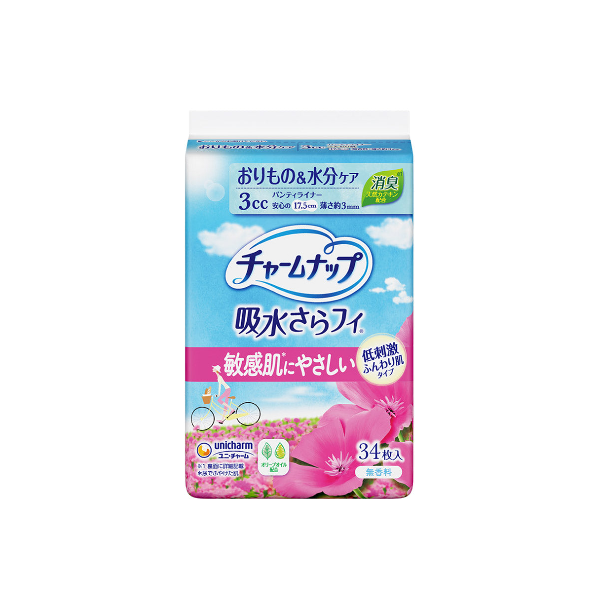 チャームナップ 吸水さらフィ 敏感肌にやさしい 3cc 34枚