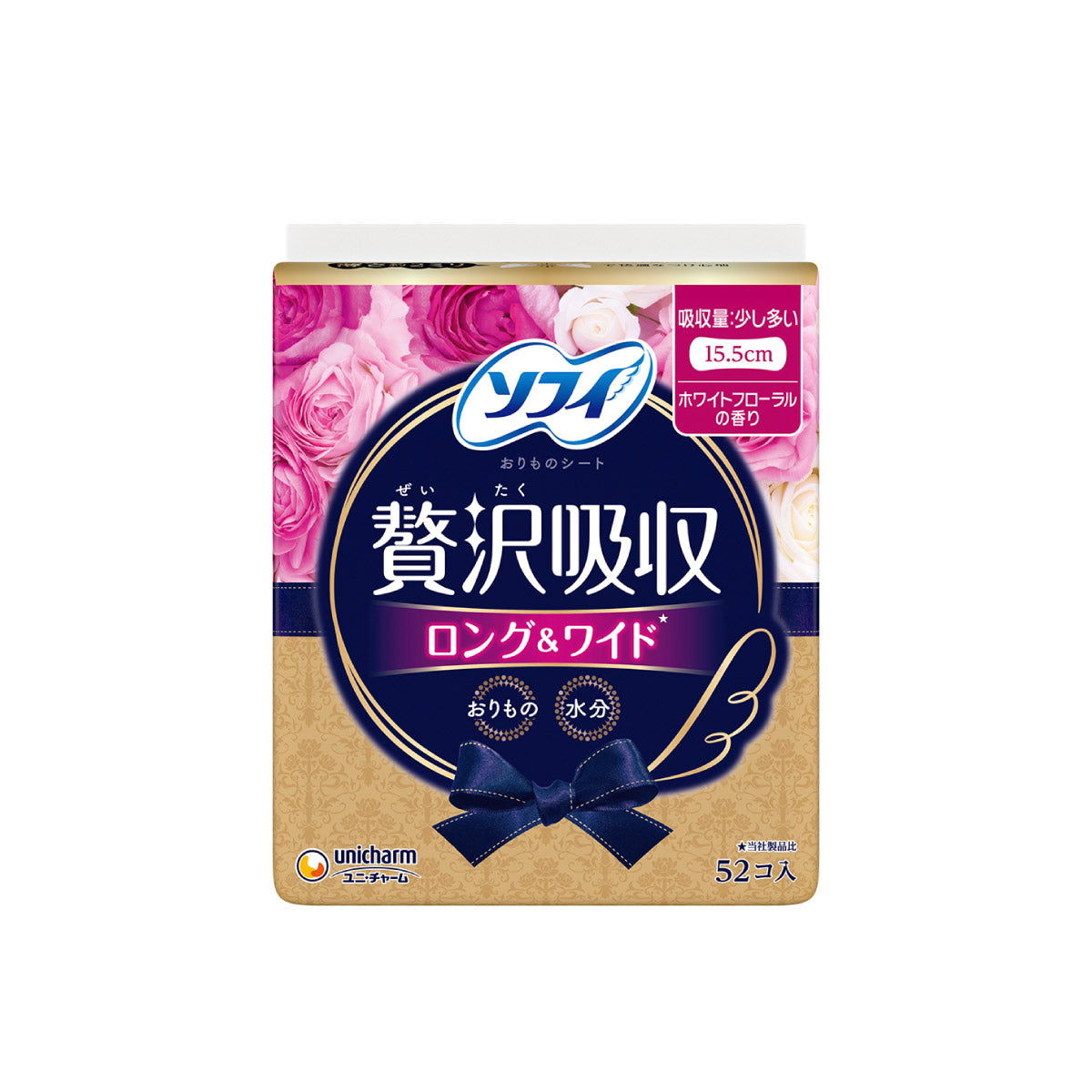 ソフィ Kiyora 贅沢吸収 ホワイトフロ－ラル 少し多い用 52コ入