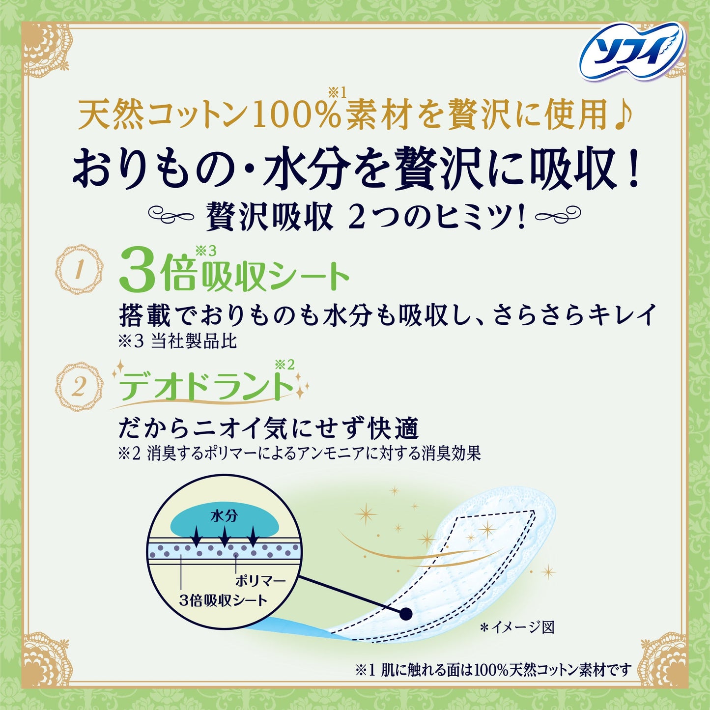 ソフィ Kiyora 贅沢吸収 天然コットン 少し多い用 44コ入