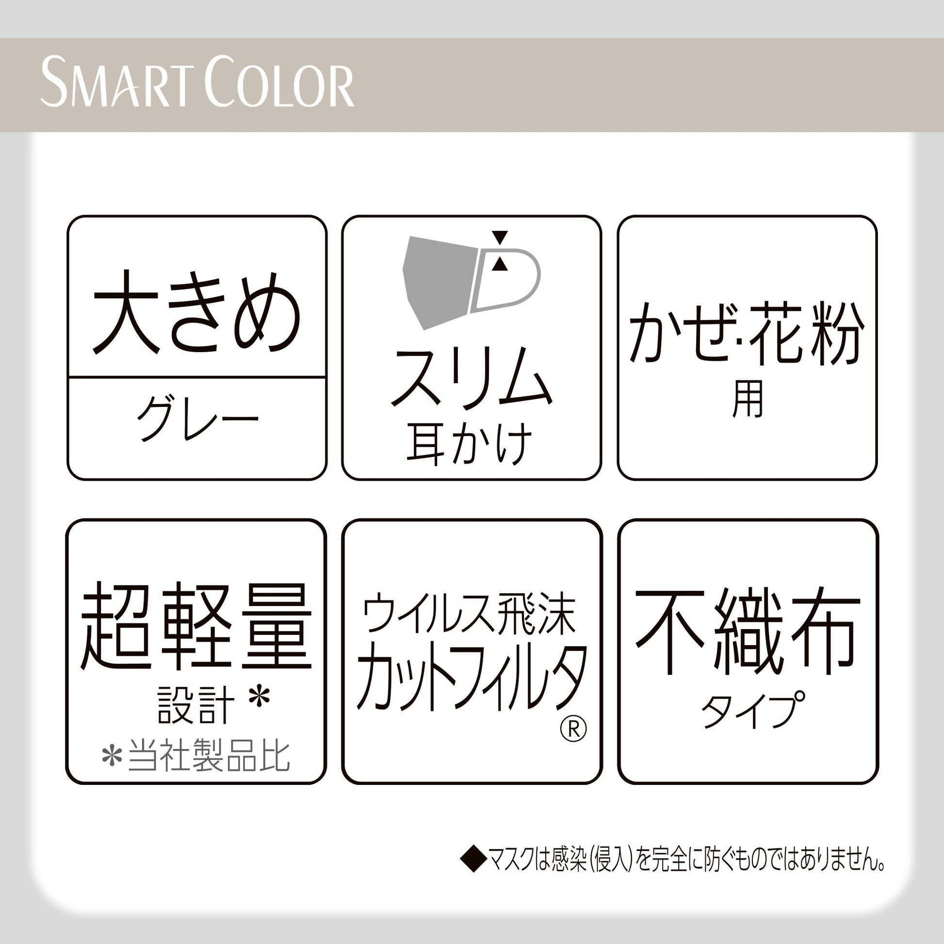 超快適マスク SMART COLOR アッシュグレー 大きめ 7枚